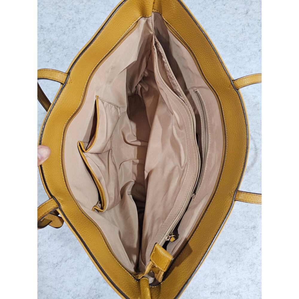 Nine West Yellow Shoulder Bag, 9W logo Charm, Spring Style, Stud Accents, Large - Picture 7 of 12